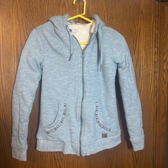 Roxy Sherpa Sweater Sweatshirt Women's‎ XS Blue - Picture 1 of 5